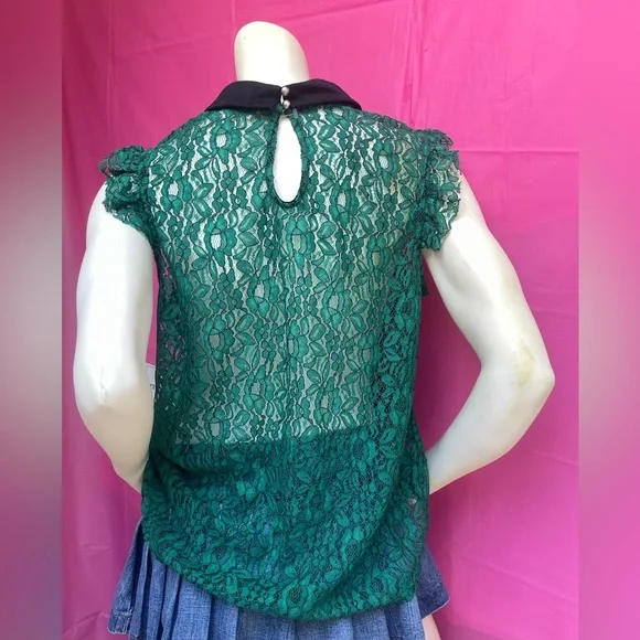 NWT Crochet see true green top with cap sleeves size XL - Picture 8 of 15